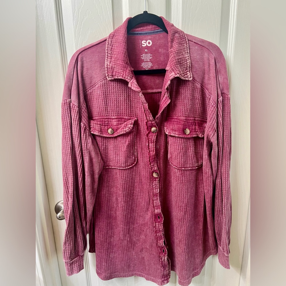 SO Dark Pink Waffle Knit Shirt Size XL
